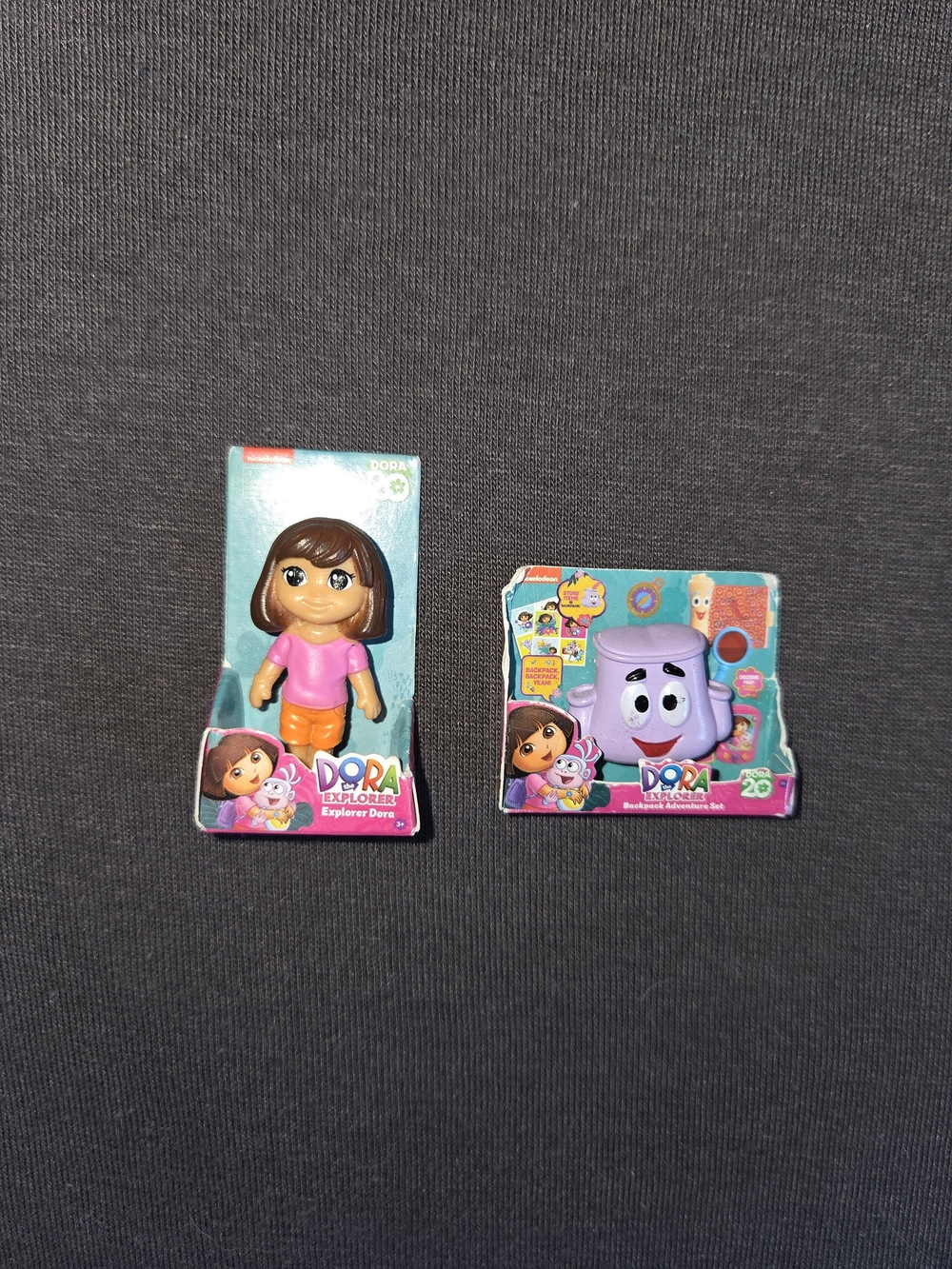 2 MINI, TINY, Fisher-Price Dora Explorer Doll with Purple Backpack Figure
